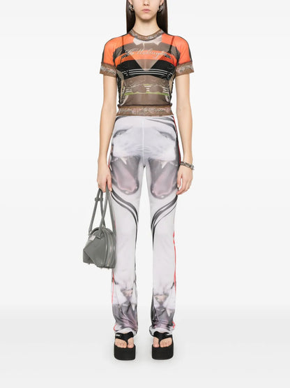Cat-Print Mesh Trousers