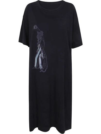 Graphic-Print Midi Dress