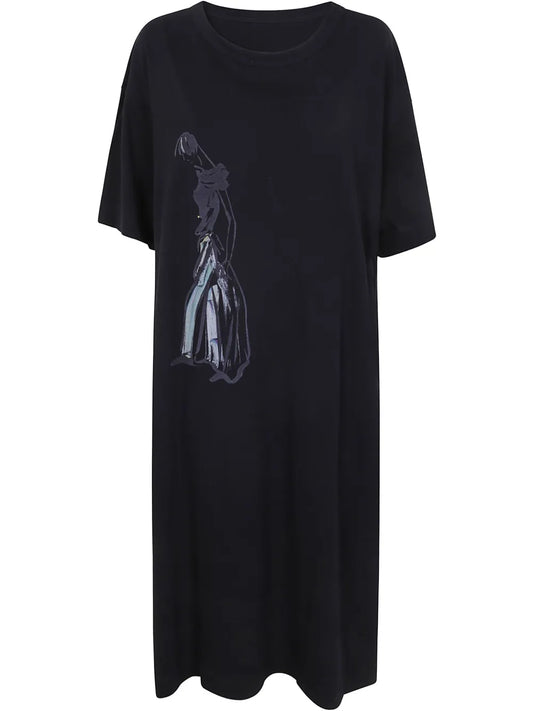 Graphic-Print Midi Dress