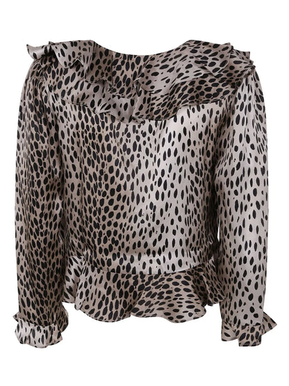 Animal-Print Silk Blouse