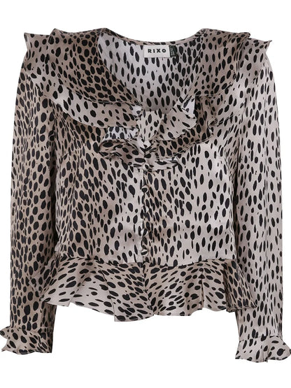 Animal-Print Silk Blouse