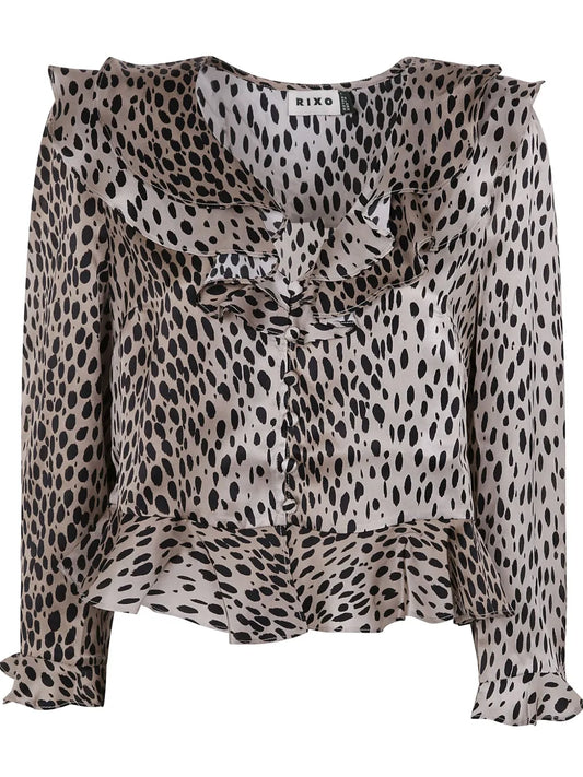 Animal-Print Silk Blouse