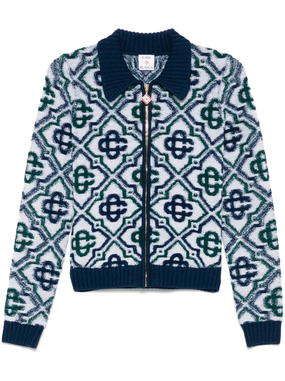Monogram Zip-Up Cardigan