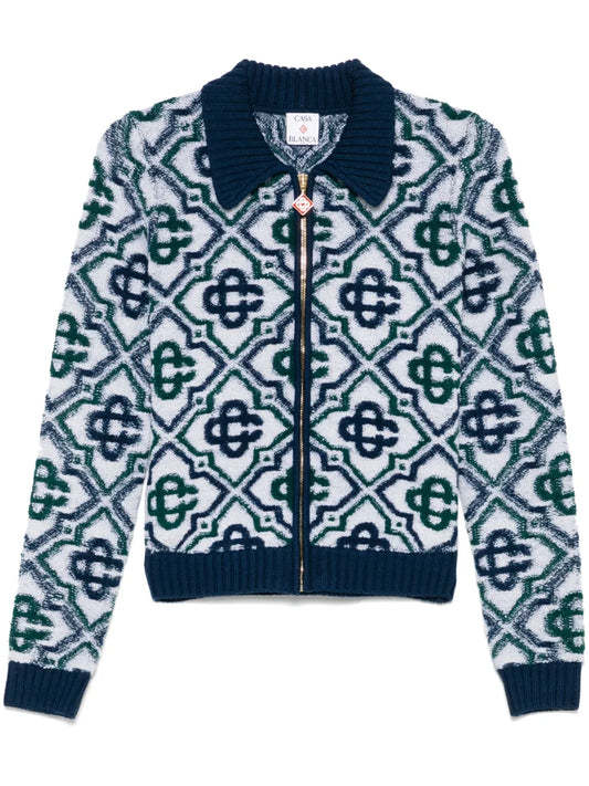 Monogram Zip-Up Cardigan