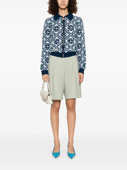 Monogram Zip-Up Cardigan
