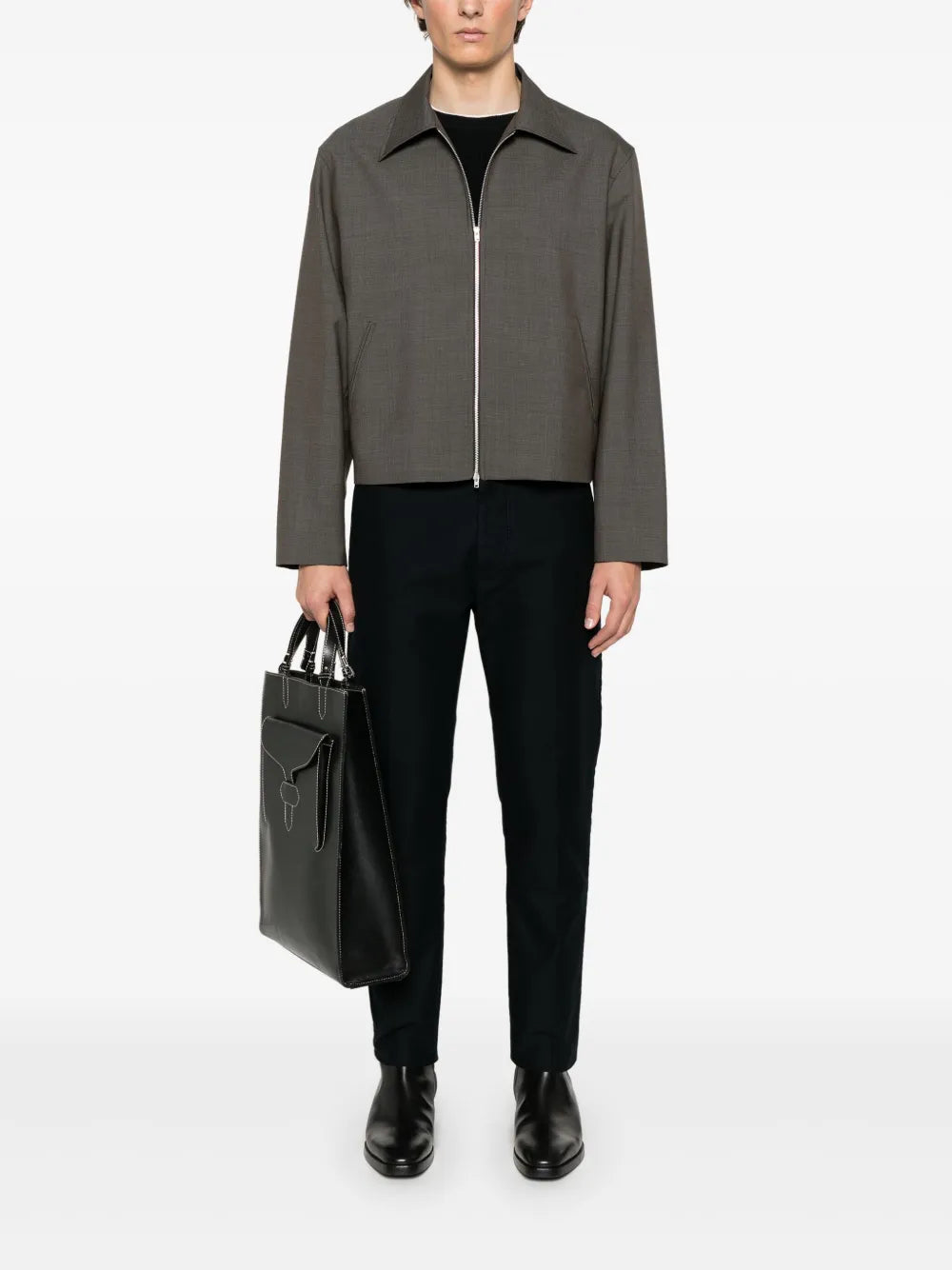 Contrasting-Trim Sweater
