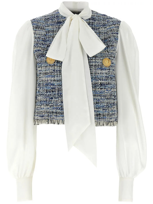 Tweed-Panel Blouse