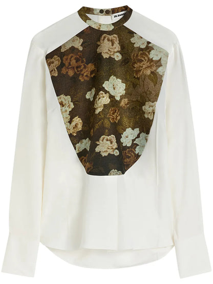 Floral Printed-Bib Shirt
