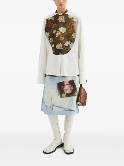 Floral Printed-Bib Shirt