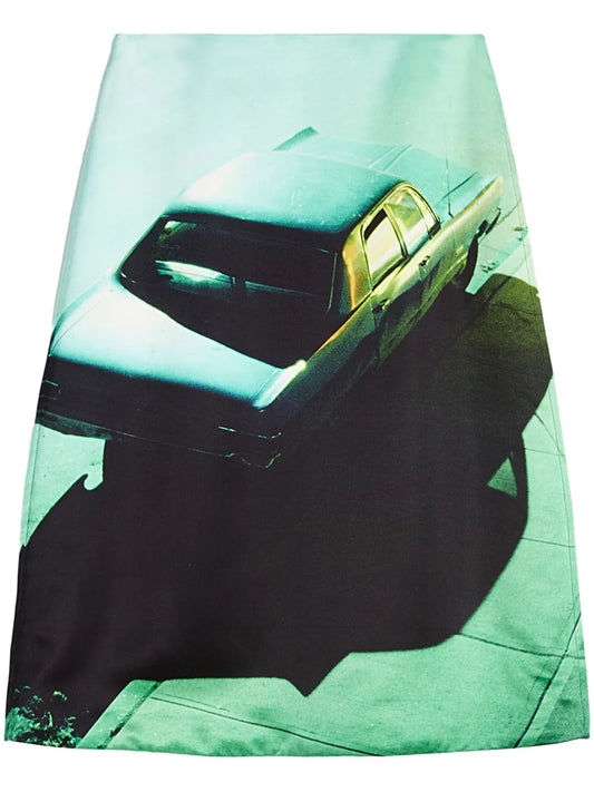 Printed Satin Skirt