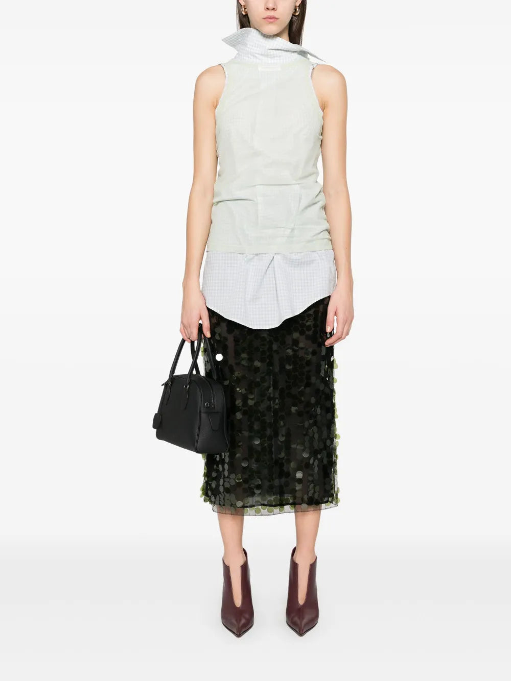Check-Pattern Sleeveless Shirt
