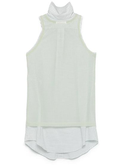 Check-Pattern Sleeveless Shirt