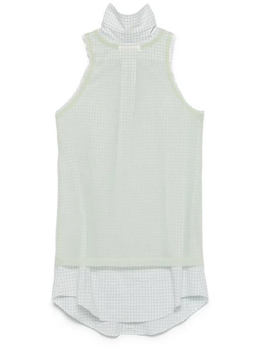 Check-Pattern Sleeveless Shirt