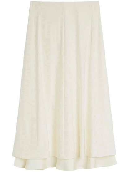Floral-Jacquard Midi Skirt