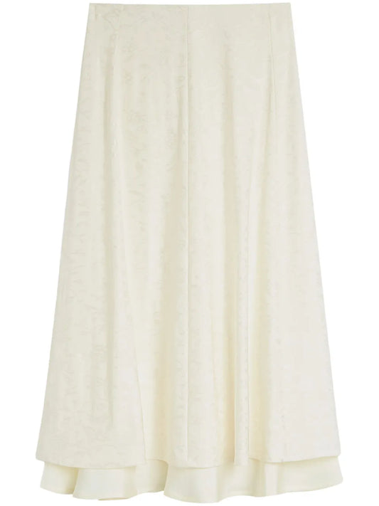 Floral-Jacquard Midi Skirt
