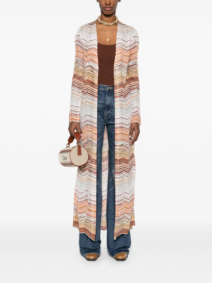 Chevron-Woven Lurex Cardi-Coat