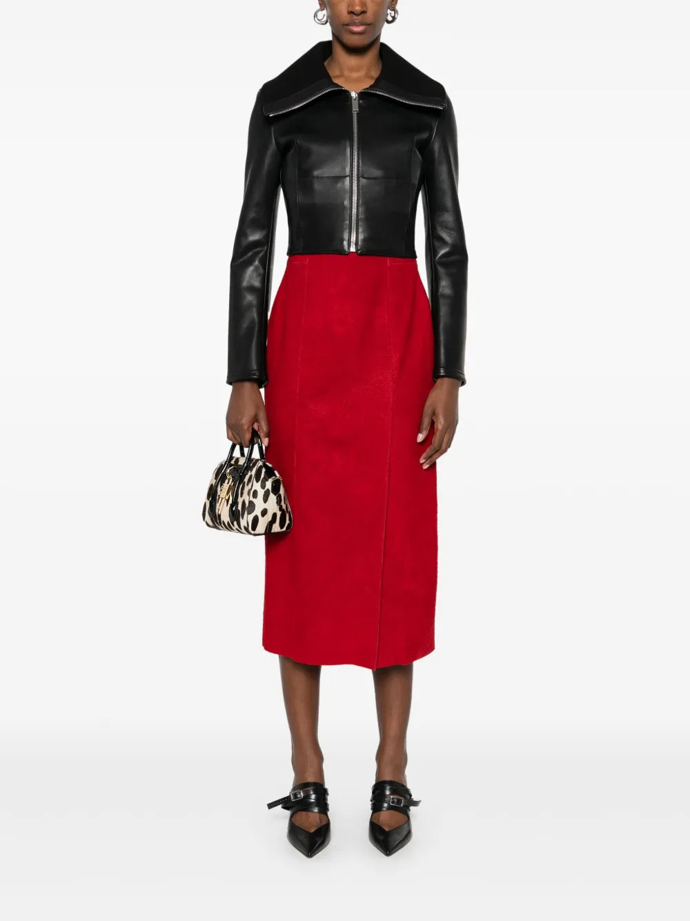 Folded-Collar Leather Jacket