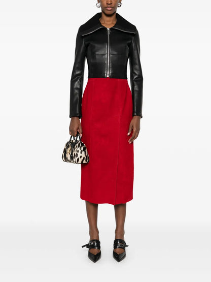 Folded-Collar Leather Jacket