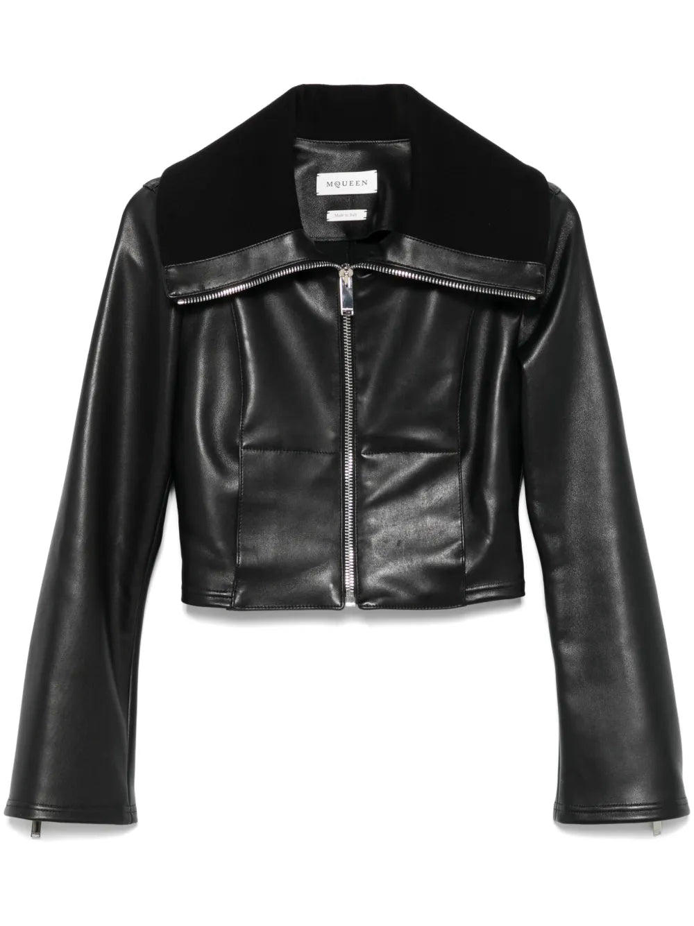 Folded-Collar Leather Jacket