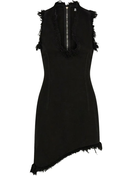 Frayed-Brim Mini Dress