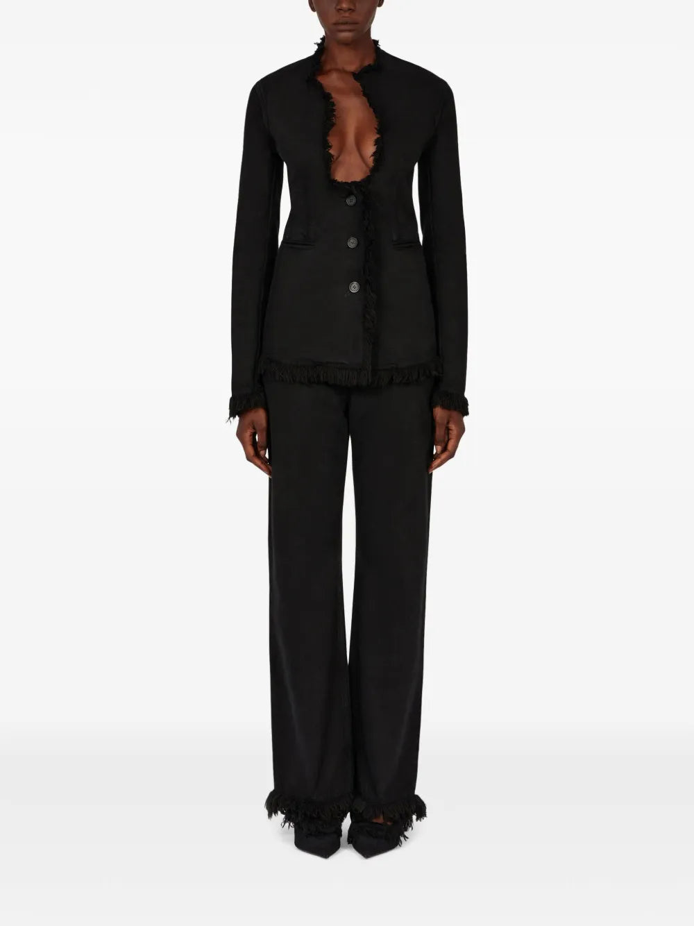 Fringed Straight-Leg Jeans