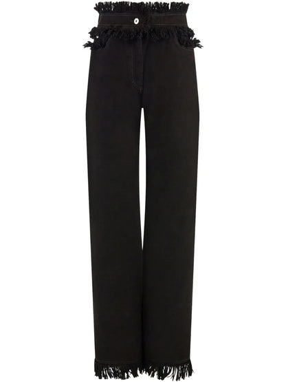 Fringed Straight-Leg Jeans