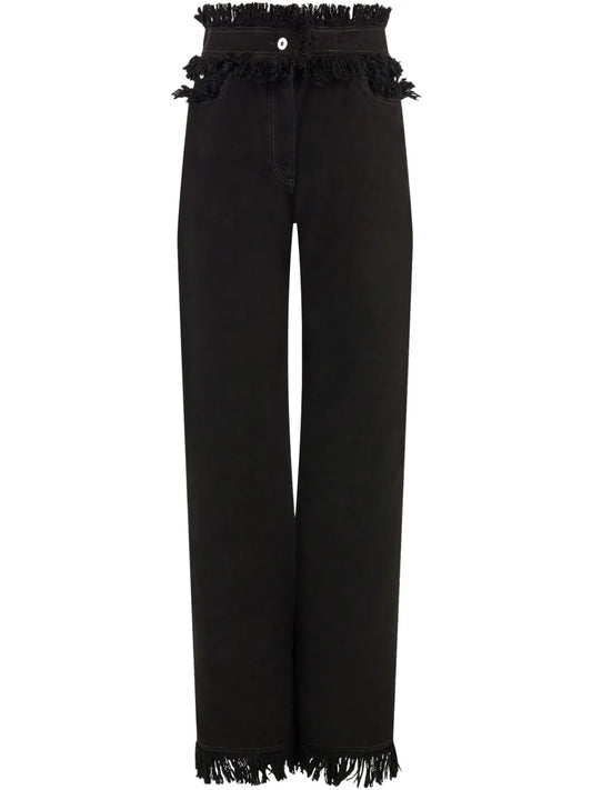 Fringed Straight-Leg Jeans
