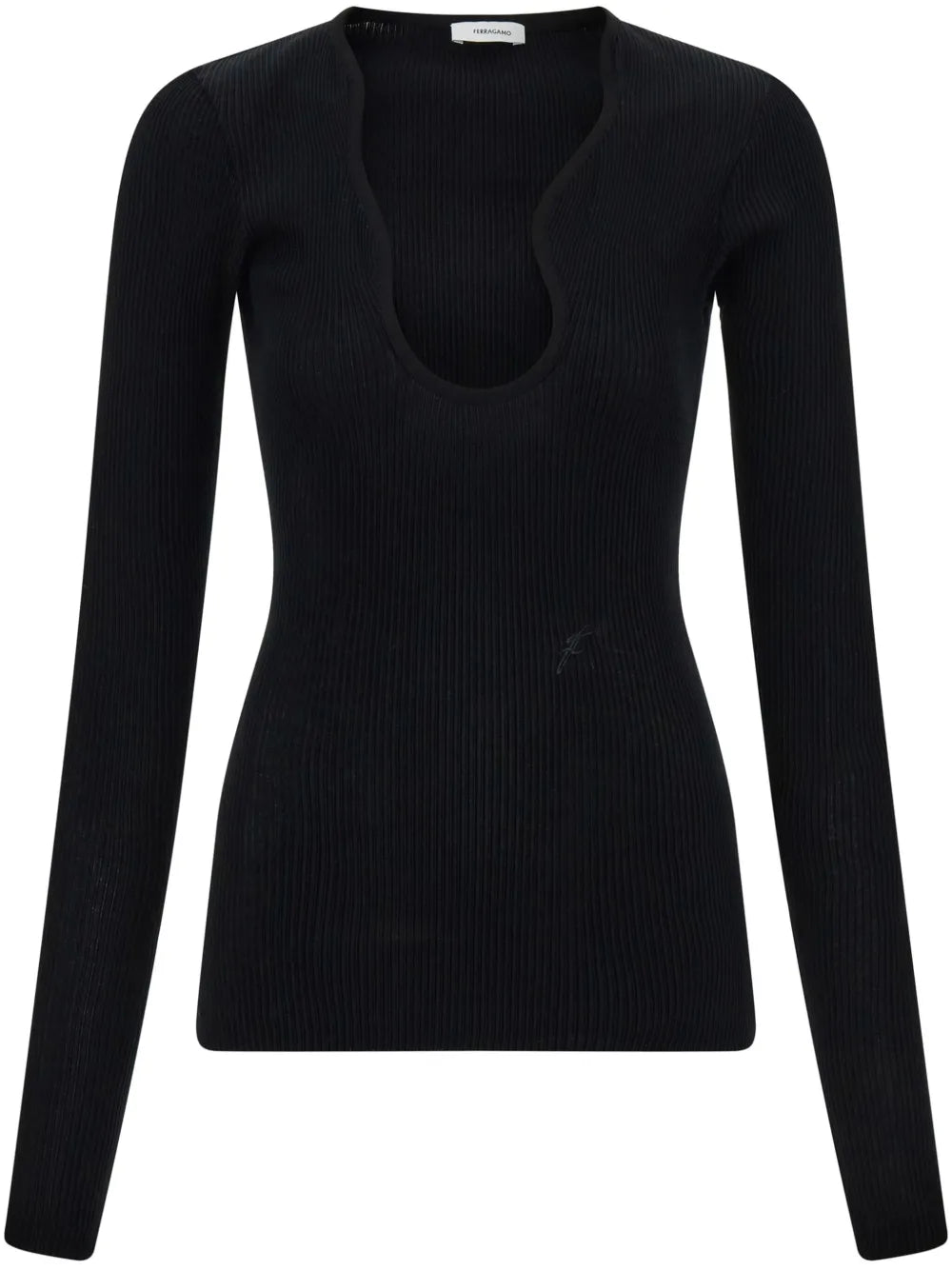 Rippled-Neckline Sweater