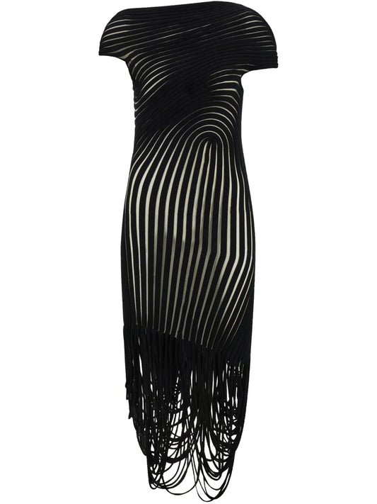 Draped Asymmetric Midi Dress
