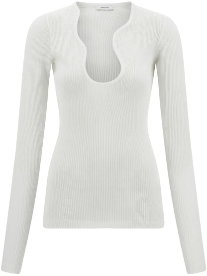 Rippled-Neckline Sweater