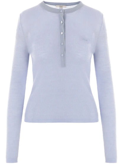 Ribbed Long-Sleeves Henley T-Shirt