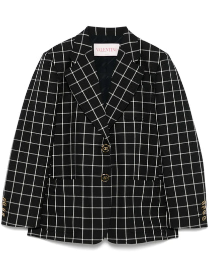 Grid-Pattern Blazer