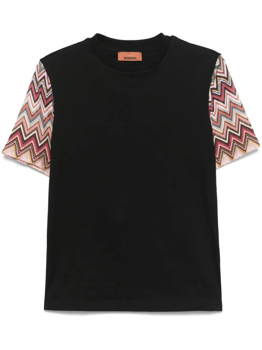 Crew-Neck Zigzag-Knit T-Shirt