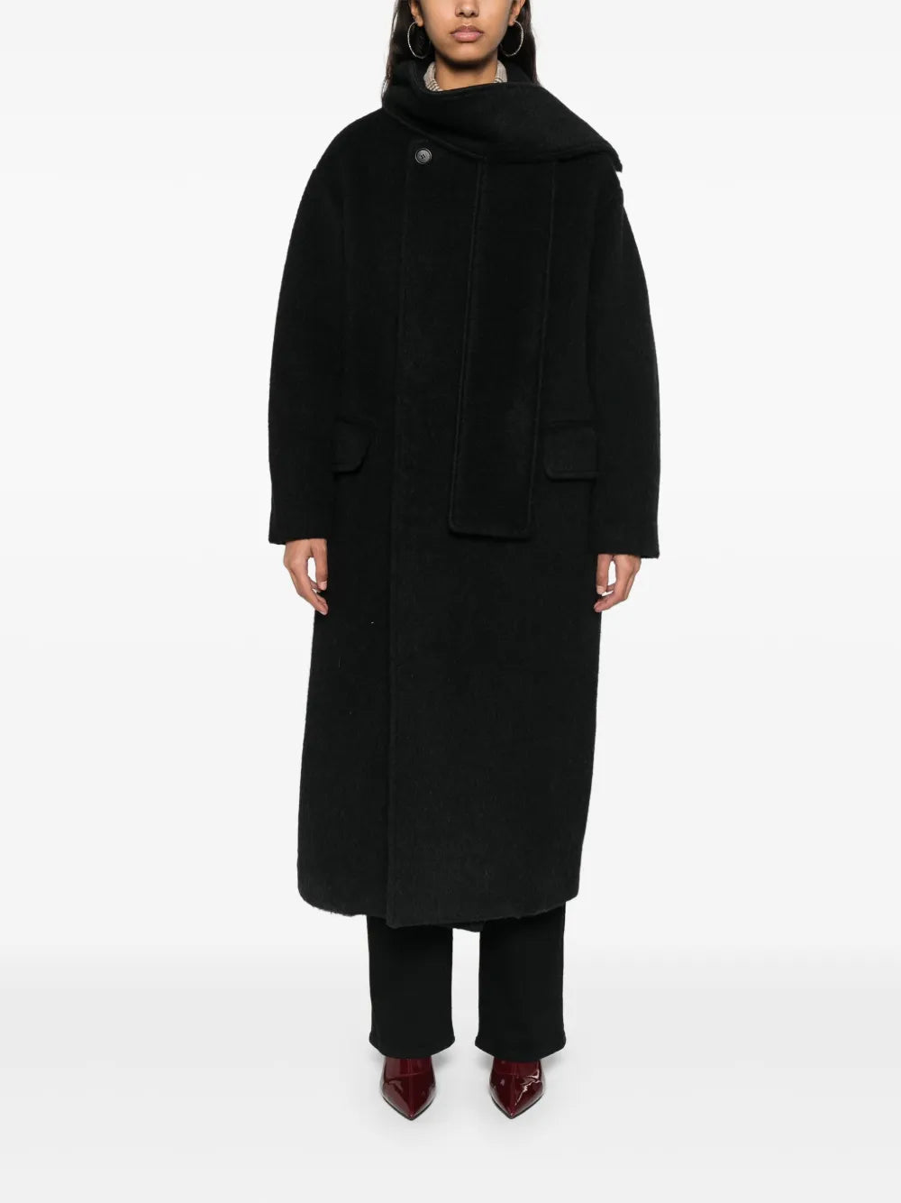 Scarf-Detailing Coat