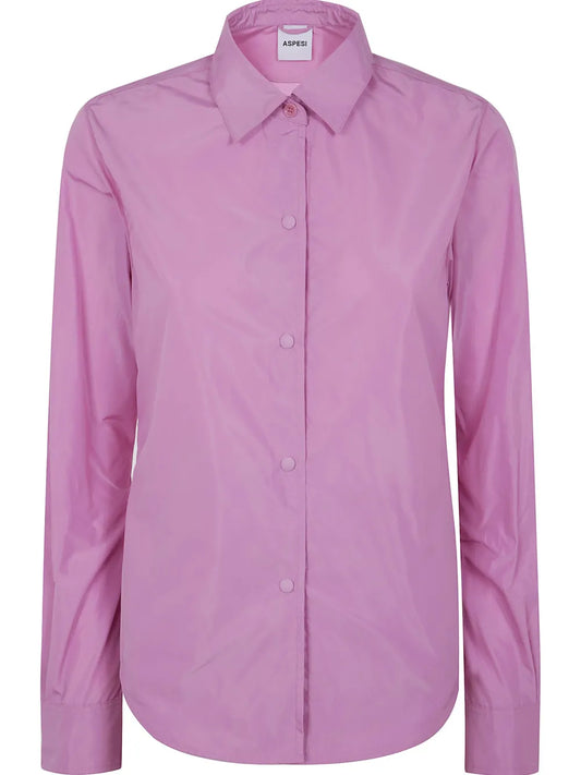 Curved-Hem Button-Up Shirt