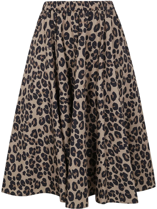 Leopard-Print Pleated Skirt