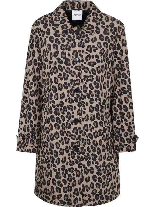 Leopard-Print Single-Breasted Coat