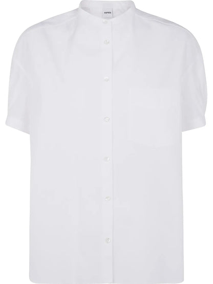 Peplum-Sleeve Button-Up Shirt