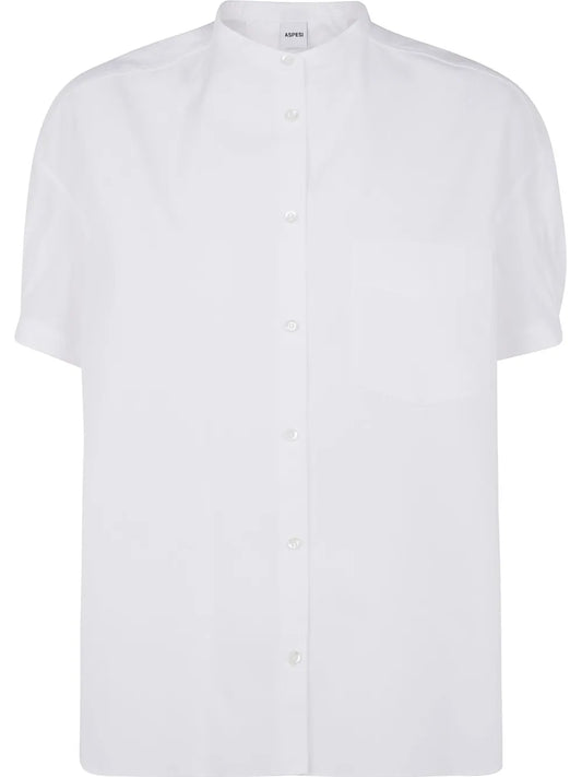 Peplum-Sleeve Button-Up Shirt