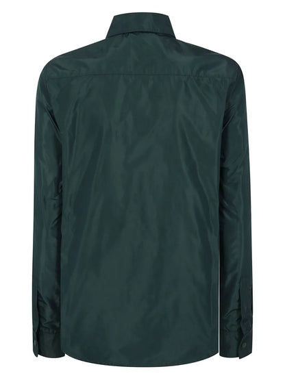 Curved-Hem Button-Up Shirt