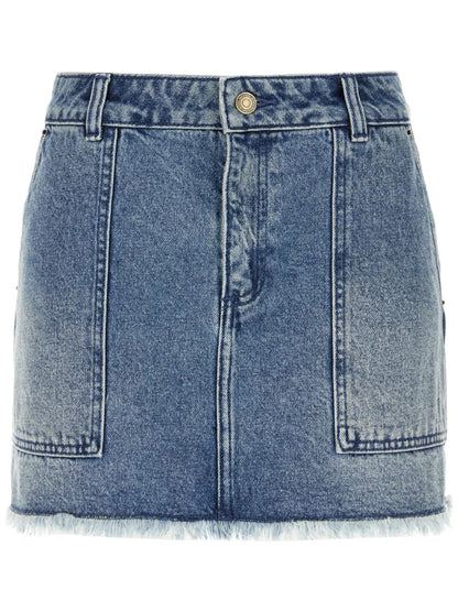 Frayed Denim Mini Skirt