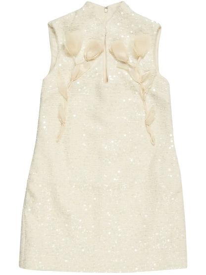 Bouclé Flower-Motif Mini Dress