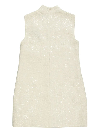 Bouclé Flower-Motif Mini Dress