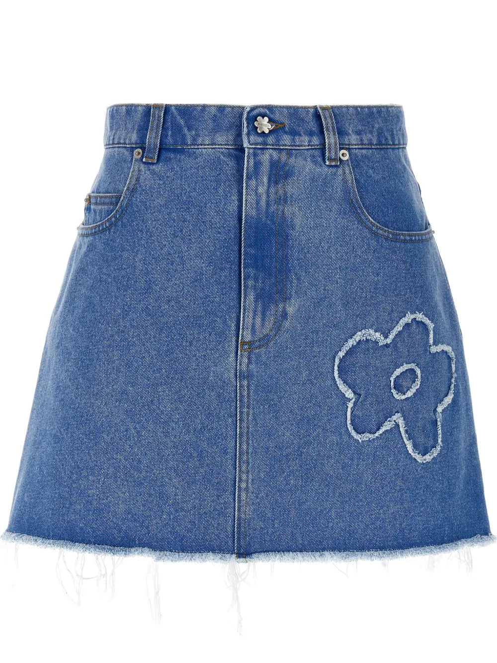 Floral-Appliqué Mini Skirt