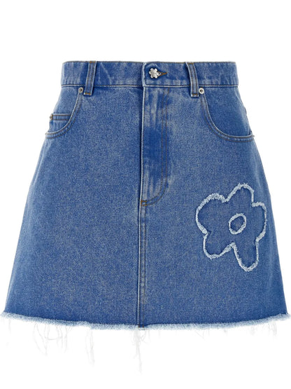 Floral-Appliqué Mini Skirt