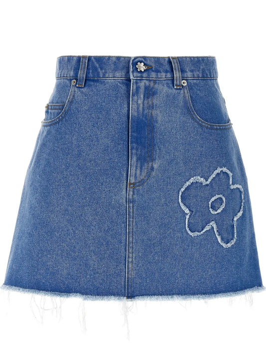Floral-Appliqué Mini Skirt