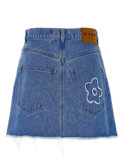 Floral-Appliqué Mini Skirt