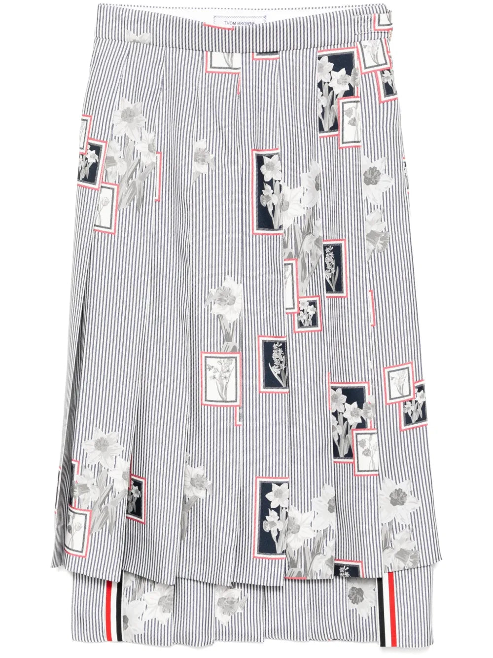 Framed Floral Pleated Skirt