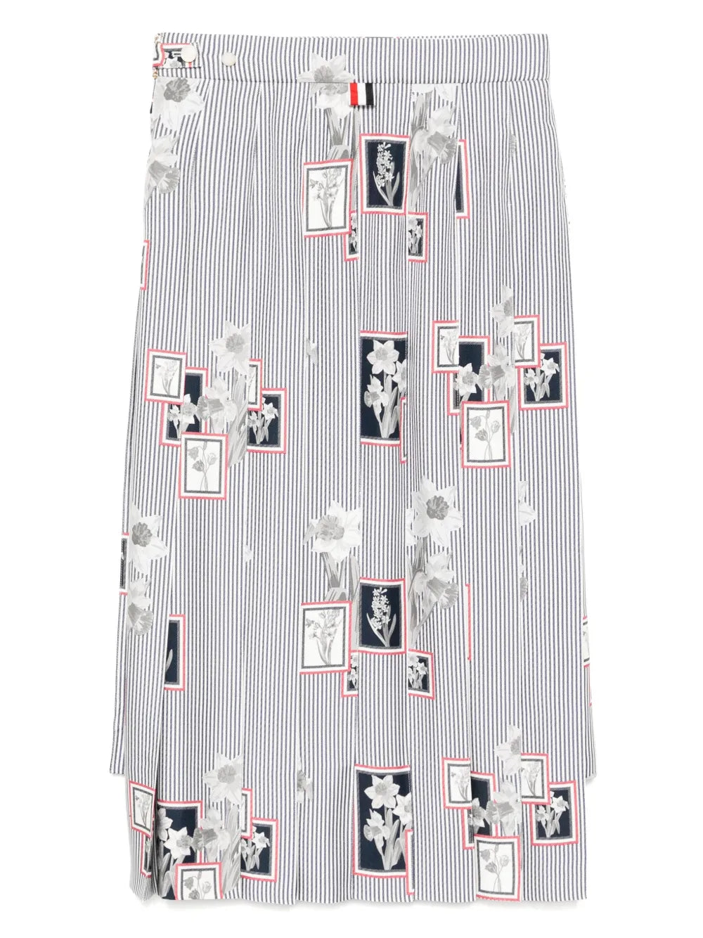 Framed Floral Pleated Skirt