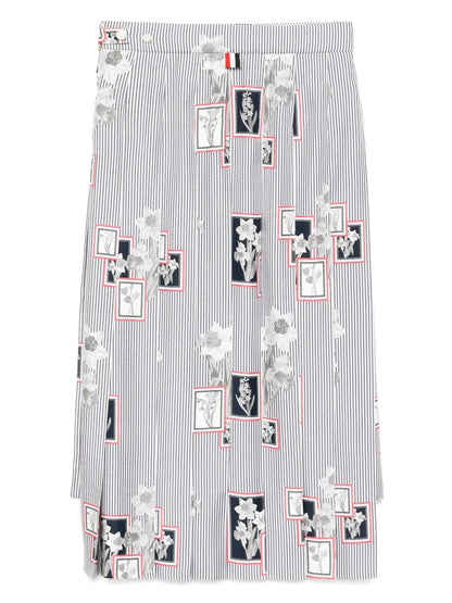 Framed Floral Pleated Skirt